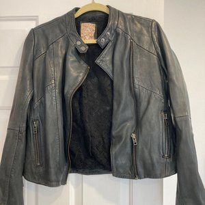 Free People leather jacket size 6 black